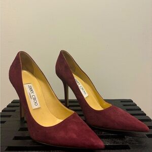 Jimmy Choo burgundy suede pumps